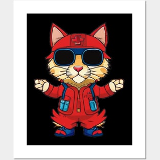 Cartoon Cat as EMT - Adorable and Heroic Design Posters and Art